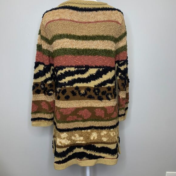 Susan Bristol Women Cardigan Cotton Blend Animal Print Colorful Sweater Petite S - Picture 3 of 13